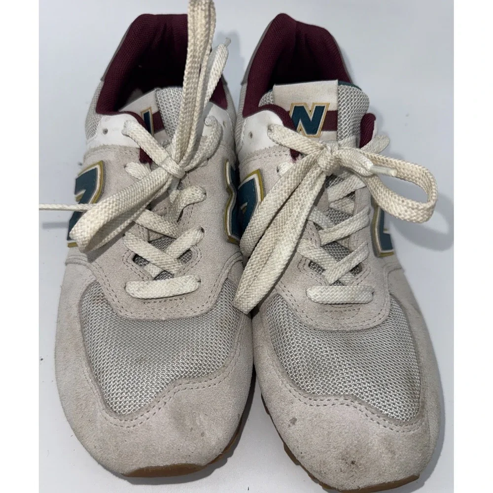 New Balance 574 'Grey Burgundy Teal Yellow. GC574PR1, Size 6.5